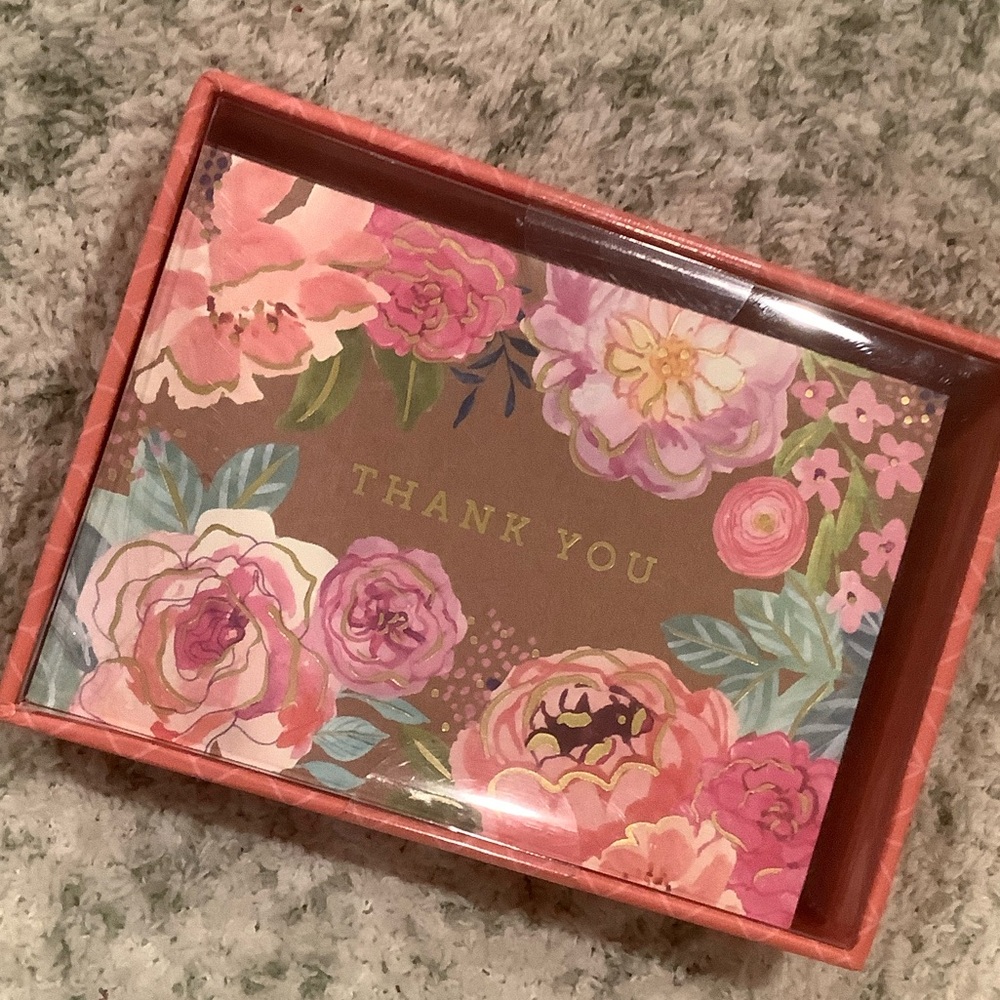 Clementine Flower Garden Thank You Cards Set of 16 NWT 4x5.5”